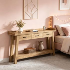 2-Tier Sofa Console Table 70.9 Inch with 3 Drawers And Raised Baffle Long Entryway Table for Living Room Decor