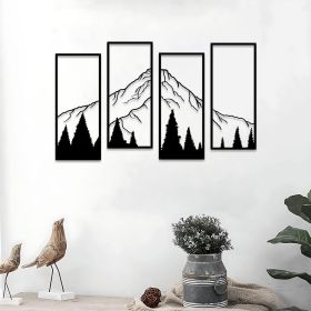 4 Pcs Metal Mountain and Forest Wall Decorations Line Drawing Wall Art Minimalist Wall Decor Rustic Nature Home Wall Art Sculpture Office Living