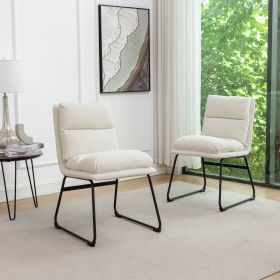 Milos Contemporary Upholstered Dining Chairs, Set of 2, Vanilla White