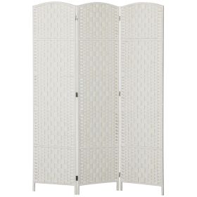 Room Divider, 3 Panel Folding Privacy Screen, 6FT Tall Portable Weave Partition Wall Divider for Bedroom, White