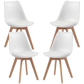 Modern Dining Table Chairs Set of 4, Rubber Wood Kitchen Table Chairs with PU Leather Cushion for Living Room, Bedroom