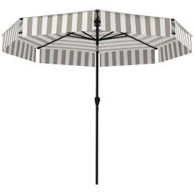 8.6FT Patio Umbrella,  Outdoor Market Umbrella, 2-Tier Vented Patio Table Umbrella With Crank 8 Ribs, Tiltable Porch Umbrella For Garden Deck Poo (Option: Light Gray)