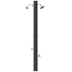 9.2 Gallon Slolar Heated Outdoor Shower With 2 Free-Rotating Shower Heads And Foot Showers For Poolside Beach Spa, 7.1ft (Option: Black)