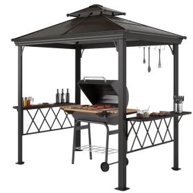 Outside Porch BBQ Cooking Pergola Canopy With 6 Hooks For Utensils And Double Venting Roof, Coffee (Option: Coffee)