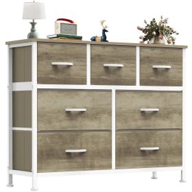 Desser For Bedroom With 7 Fabric Drawers Organizer Storage Closet Chest Clothes For Living Room Display Cabinet Of Furniture (Color: Oak)